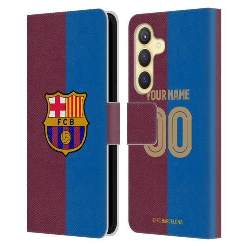 Custom Customised Personalised FC Barcelona 2024/25 Kit Home Leather Book Wallet Case Cover For Samsung Galaxy S24 5G