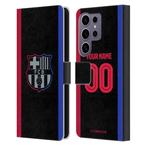 Custom Customised Personalised FC Barcelona 2024/25 Kit Away Leather Book Wallet Case Cover For Samsung Galaxy S25 Ultra