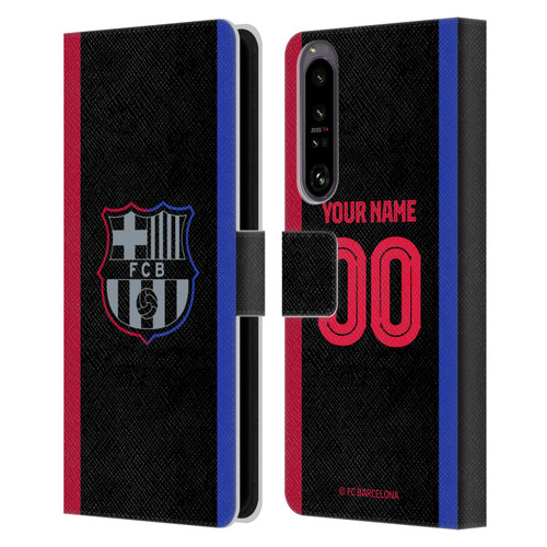 Custom Customised Personalised FC Barcelona 2024/25 Kit Away Leather Book Wallet Case Cover For Sony Xperia 1 IV