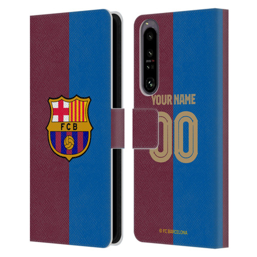 Custom Customised Personalised FC Barcelona 2024/25 Kit Home Leather Book Wallet Case Cover For Sony Xperia 1 IV