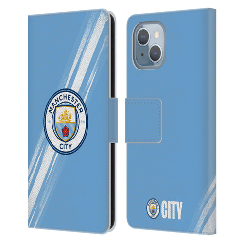 Manchester City Man City FC 2025/26 Badge Kit Home Leather Book Wallet Case Cover For Apple iPhone 14