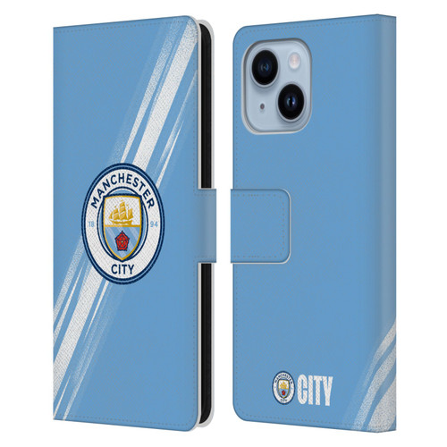Manchester City Man City FC 2025/26 Badge Kit Home Leather Book Wallet Case Cover For Apple iPhone 14 Plus