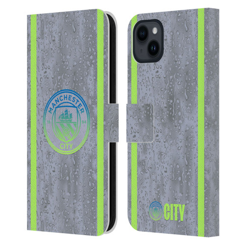 Manchester City Man City FC 2025/26 Badge Kit Third Leather Book Wallet Case Cover For Apple iPhone 15 Plus