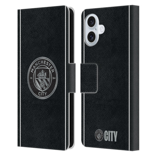 Manchester City Man City FC 2025/26 Badge Kit Away Leather Book Wallet Case Cover For Apple iPhone 16 Plus