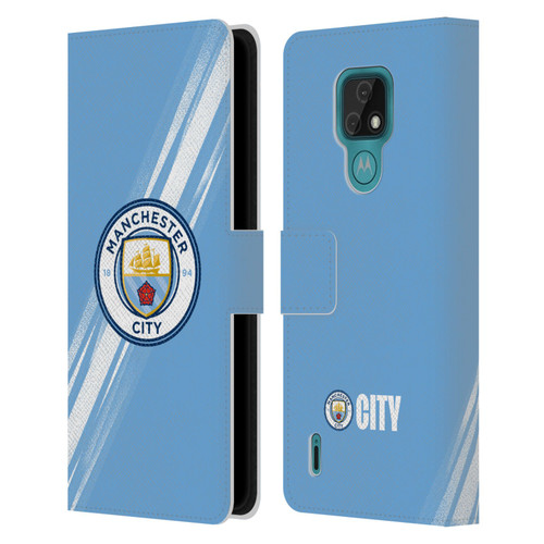 Manchester City Man City FC 2025/26 Badge Kit Home Leather Book Wallet Case Cover For Motorola Moto E7