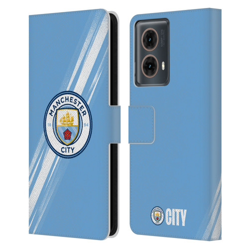 Manchester City Man City FC 2025/26 Badge Kit Home Leather Book Wallet Case Cover For Motorola Moto G85