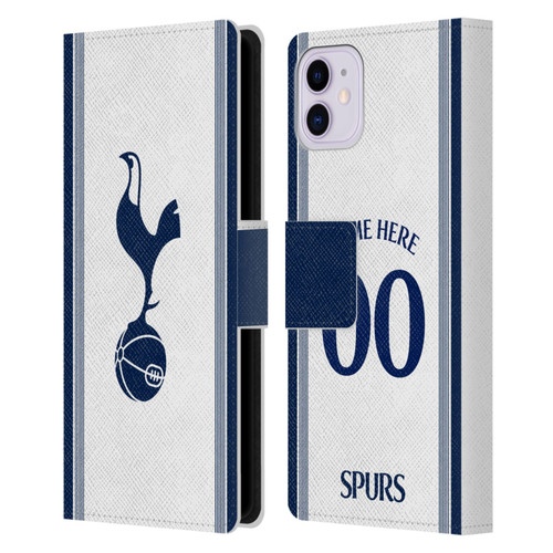 Custom Customised Personalised Tottenham Hotspur F.C. 2024/25 Badge Kit Home Leather Book Wallet Case Cover For Apple iPhone 11