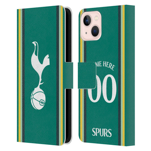 Custom Customised Personalised Tottenham Hotspur F.C. 2024/25 Badge Kit Third Leather Book Wallet Case Cover For Apple iPhone 13