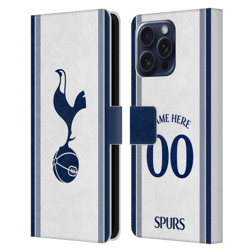 Custom Customised Personalised Tottenham Hotspur F.C. 2024/25 Badge Kit Home Leather Book Wallet Case Cover For Apple iPhone 16 Pro Max