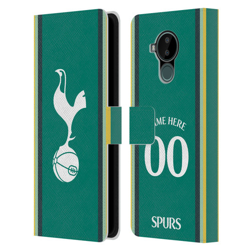 Custom Customised Personalised Tottenham Hotspur F.C. 2024/25 Badge Kit Third Leather Book Wallet Case Cover For Nokia C30