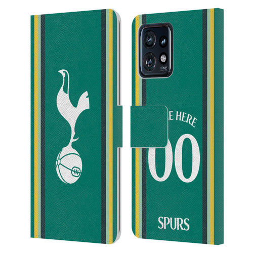 Custom Customised Personalised Tottenham Hotspur F.C. 2024/25 Badge Kit Third Leather Book Wallet Case Cover For Motorola Moto Edge 40 Pro/Plus 2023