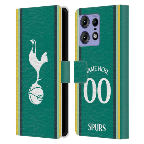 Custom Customised Personalised Tottenham Hotspur F.C. 2024/25 Badge Kit Third Leather Book Wallet Case Cover For Motorola Edge 50 Pro