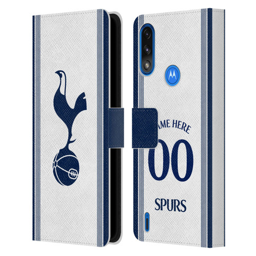 Custom Customised Personalised Tottenham Hotspur F.C. 2024/25 Badge Kit Home Leather Book Wallet Case Cover For Motorola Moto E7 Power / Moto E7i Power
