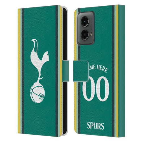 Custom Customised Personalised Tottenham Hotspur F.C. 2024/25 Badge Kit Third Leather Book Wallet Case Cover For Motorola Moto G (2024)