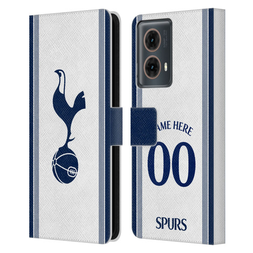Custom Customised Personalised Tottenham Hotspur F.C. 2024/25 Badge Kit Home Leather Book Wallet Case Cover For Motorola Moto G85