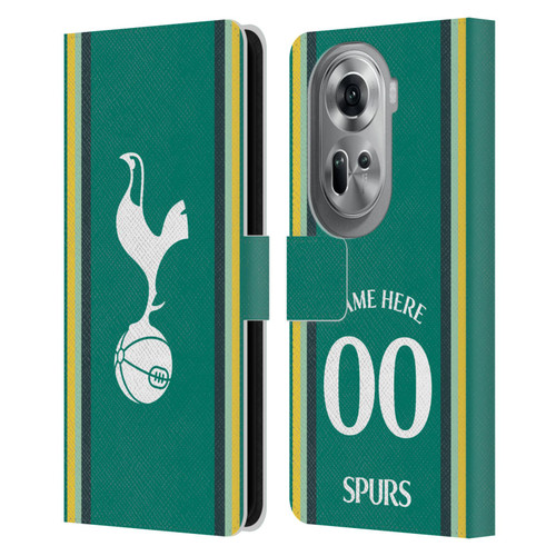 Custom Customised Personalised Tottenham Hotspur F.C. 2024/25 Badge Kit Third Leather Book Wallet Case Cover For OPPO Reno11 Pro