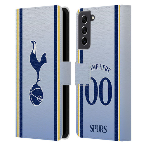 Custom Customised Personalised Tottenham Hotspur F.C. 2024/25 Badge Kit Away Leather Book Wallet Case Cover For Samsung Galaxy S21 FE 5G