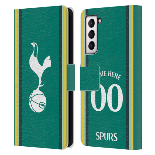 Custom Customised Personalised Tottenham Hotspur F.C. 2024/25 Badge Kit Third Leather Book Wallet Case Cover For Samsung Galaxy S21 5G