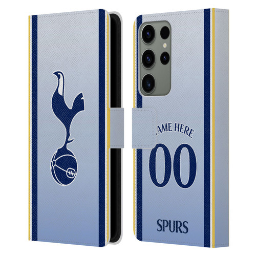 Custom Customised Personalised Tottenham Hotspur F.C. 2024/25 Badge Kit Away Leather Book Wallet Case Cover For Samsung Galaxy S23 Ultra 5G