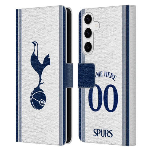 Custom Customised Personalised Tottenham Hotspur F.C. 2024/25 Badge Kit Home Leather Book Wallet Case Cover For Samsung Galaxy S24+ 5G