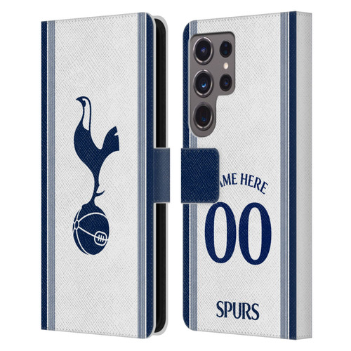 Custom Customised Personalised Tottenham Hotspur F.C. 2024/25 Badge Kit Home Leather Book Wallet Case Cover For Samsung Galaxy S24 Ultra 5G