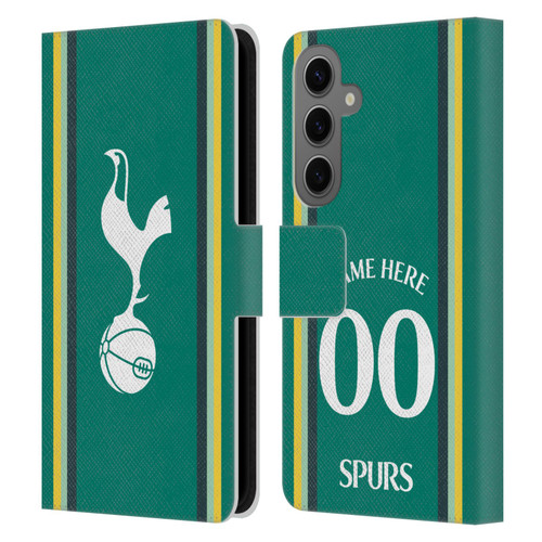 Custom Customised Personalised Tottenham Hotspur F.C. 2024/25 Badge Kit Third Leather Book Wallet Case Cover For Samsung Galaxy S25