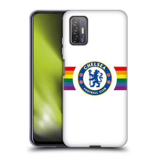 Chelsea Football Club PRIDE CREST Horizontal White Soft Gel Case for HTC Desire 21 Pro 5G