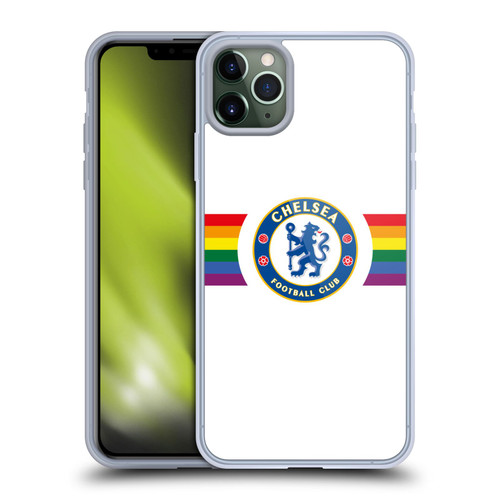 Chelsea Football Club PRIDE CREST Horizontal White Soft Gel Case for Apple iPhone 11 Pro Max