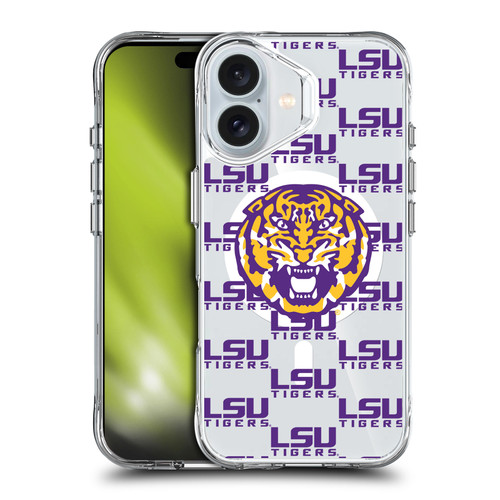 Louisiana State University LSU Louisiana State University LSU Logo Pattern SHOCKPROOF BUMPER CASE COMPATIBLE WITH Apple iPhone 16 & MAGSAFE