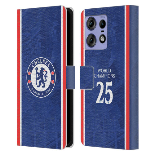 Chelsea Football Club 2025 World Champions Home Kit Leather Book Wallet Case Cover For Motorola Edge 50 Pro