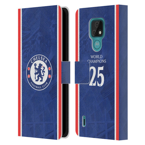 Chelsea Football Club 2025 World Champions Home Kit Leather Book Wallet Case Cover For Motorola Moto E7