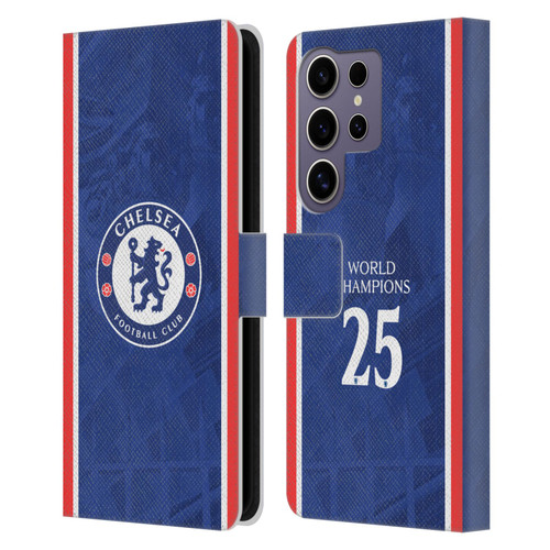 Chelsea Football Club 2025 World Champions Home Kit Leather Book Wallet Case Cover For Samsung Galaxy S25 Ultra