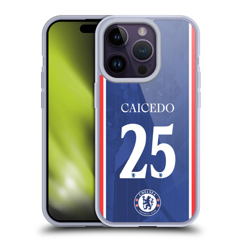 Chelsea Football Club 2025/26 Players Home Kit Moisés Caicedo Soft Gel Case for Apple iPhone 14 Pro & MagSafe