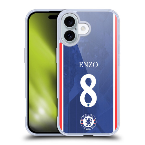 Chelsea Football Club 2025/26 Players Home Kit Enzo Fernández Soft Gel Case for Apple iPhone 16