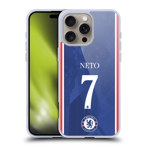 Chelsea Football Club 2025/26 Players Home Kit Pedro Neto Soft Gel Case for Apple iPhone 16 Pro Max