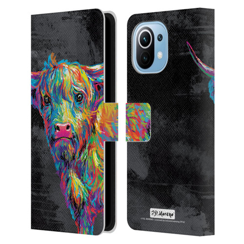 P.D. Moreno Animals II Reuben The Highland Cow Leather Book Wallet Case Cover For Xiaomi Mi 11