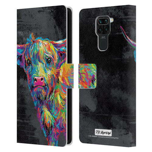 P.D. Moreno Animals II Reuben The Highland Cow Leather Book Wallet Case Cover For Xiaomi Redmi Note 9 / Redmi 10X 4G