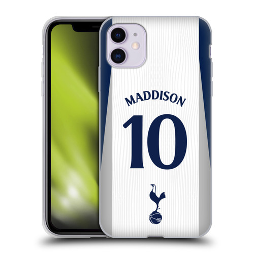 Tottenham Hotspur F.C. 2025/26 Players Home Kit James Maddison Soft Gel Case for Apple iPhone 11