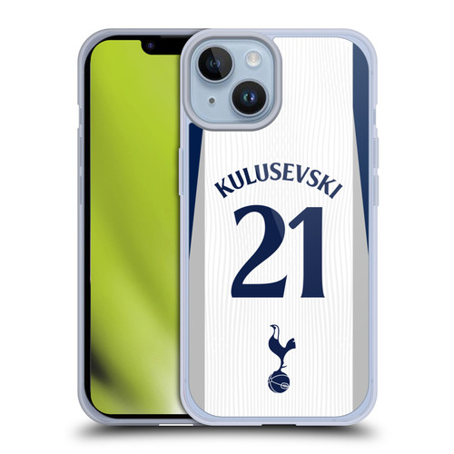 Tottenham Hotspur F.C. 2025/26 Players Home Kit Dejan Kulusevski Soft Gel Case for Apple iPhone 14