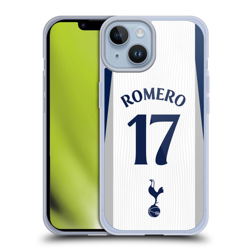 Tottenham Hotspur F.C. 2025/26 Players Home Kit Cristian Romero Soft Gel Case for Apple iPhone 14