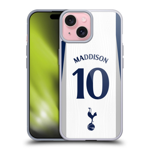 Tottenham Hotspur F.C. 2025/26 Players Home Kit James Maddison Soft Gel Case for Apple iPhone 15