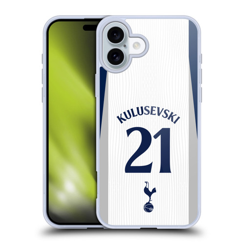 Tottenham Hotspur F.C. 2025/26 Players Home Kit Dejan Kulusevski Soft Gel Case for Apple iPhone 16 Plus