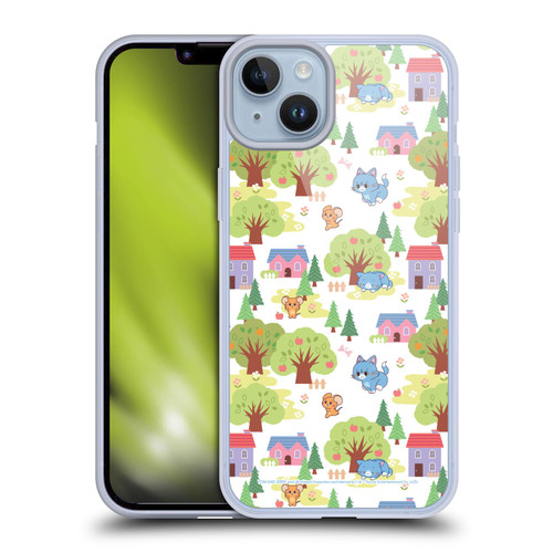 Tom and Jerry Gokko Graphics Trees Pattern Soft Gel Case for Apple iPhone 14 Plus