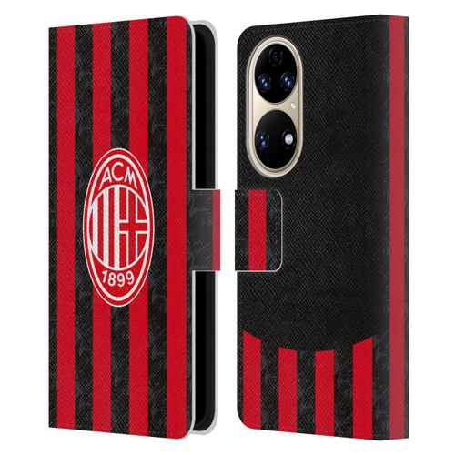 AC Milan 2025/26 Crest Kit Home Leather Book Wallet Case Cover For Huawei P50