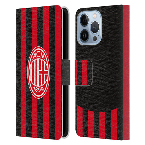 AC Milan 2025/26 Crest Kit Home Leather Book Wallet Case Cover For Apple iPhone 13 Pro