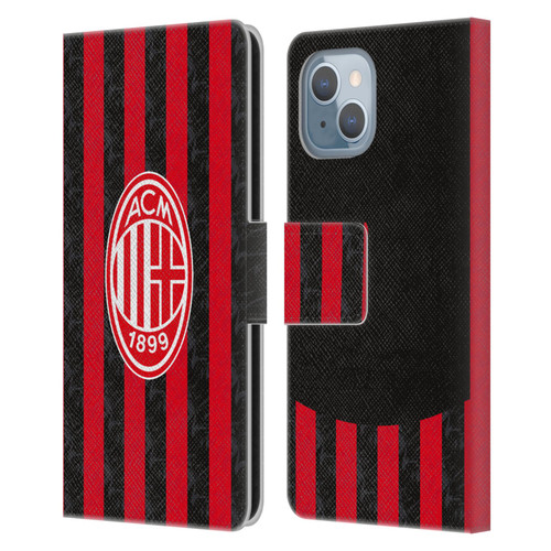 AC Milan 2025/26 Crest Kit Home Leather Book Wallet Case Cover For Apple iPhone 14