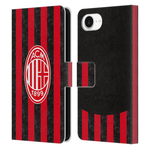 AC Milan 2025/26 Crest Kit Home Leather Book Wallet Case Cover For Apple iPhone 16e