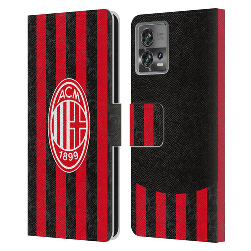 AC Milan 2025/26 Crest Kit Home Leather Book Wallet Case Cover For Motorola Moto Edge 30 Fusion