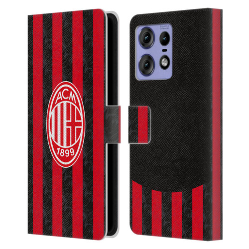 AC Milan 2025/26 Crest Kit Home Leather Book Wallet Case Cover For Motorola Edge 50 Pro