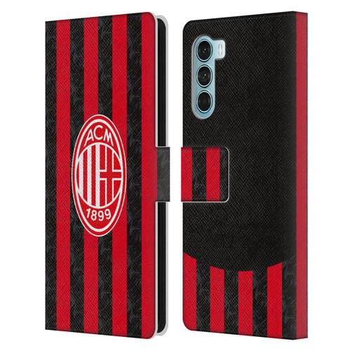 AC Milan 2025/26 Crest Kit Home Leather Book Wallet Case Cover For Motorola Edge S30 / Moto G200 5G